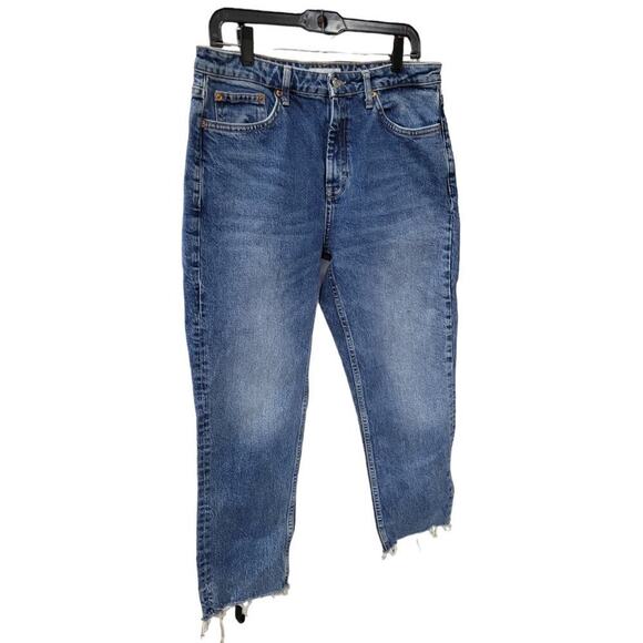 TOPSHOP Women's‎ Straight Leg Jeans Size 32 Raw Hem High Rise - Picture 9 of 9